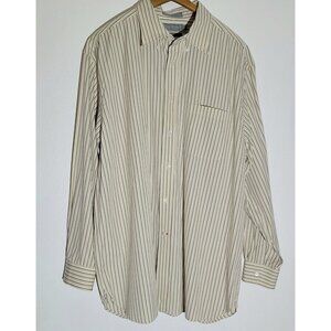 Daniel Cremieux Signature Collection Men's Shirt X Large BROWN White STRIPE LS